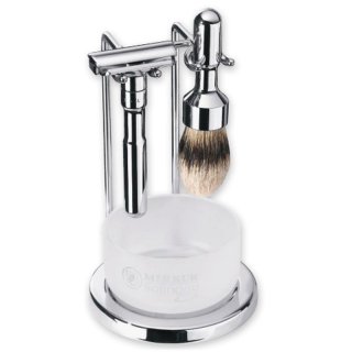 Merkur Rasier-Set 750001 (Rasierer,Pinsel,Ständer, Seifenschale), Glanzchrom